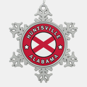 Huntsville Alabama Snowflake Pewter Christmas Ornament