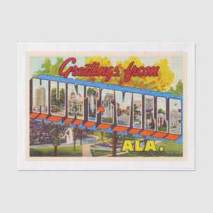 Huntsville Alabama Vintage Large Letter Postcard Tissue Paper