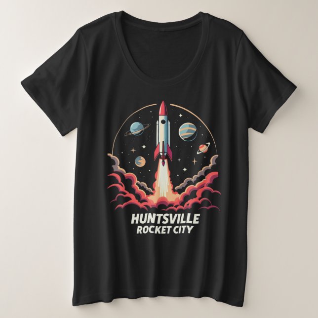 Huntsville Rocket City Space Adventure Plus Size T-Shirt (Design Front)