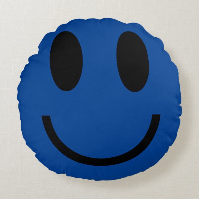 Huppy and Sad two moods emoji Round Pillow (Front)