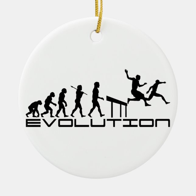 Hurdles Hurdler Sport Evolution Art Ceramic Ornament (Front)