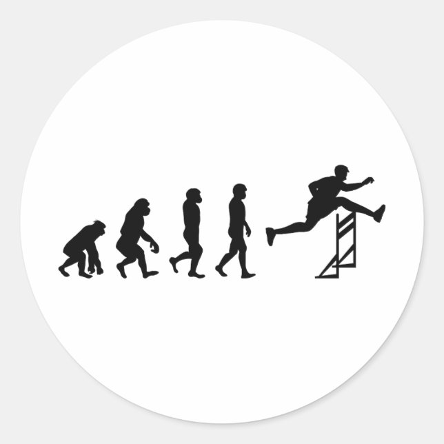 Hurdles Hurdling Hurdler Running Runner Evolution Classic Round Sticker (Front)