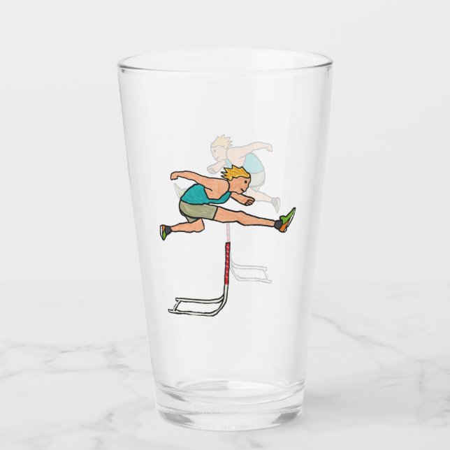 Hurdling Hurdles Glass (Front)