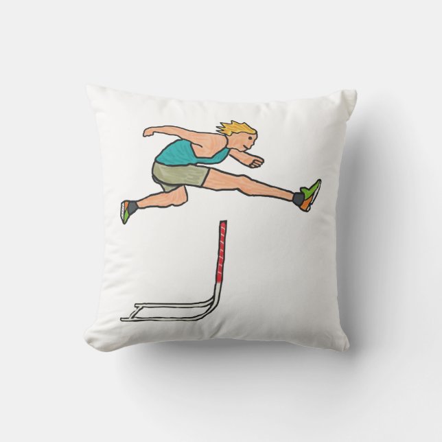 Hurdling Hurdles Throw Pillow (Front)