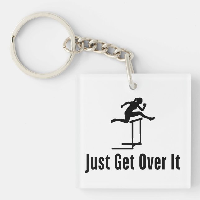 Hurdling Just Get Over It Female Hurdler Girl Mom Keychain (Front)