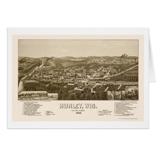 Hurley, WI Panoramic Map - 1886 Cards (Front Horizontal)