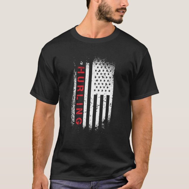 Hurling American Flag T-Shirt (Front)