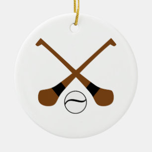 Hurling bats and ball ceramic ornament