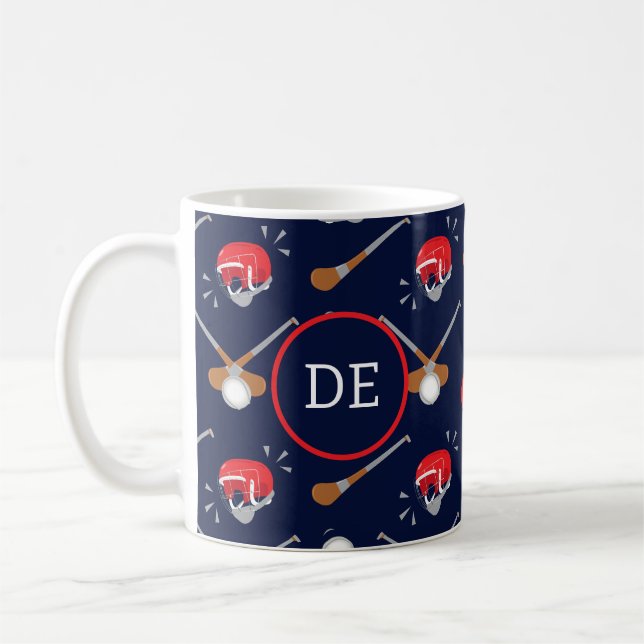 Hurling Player Gaelic Sport Monogram Coffee Mug (Left)