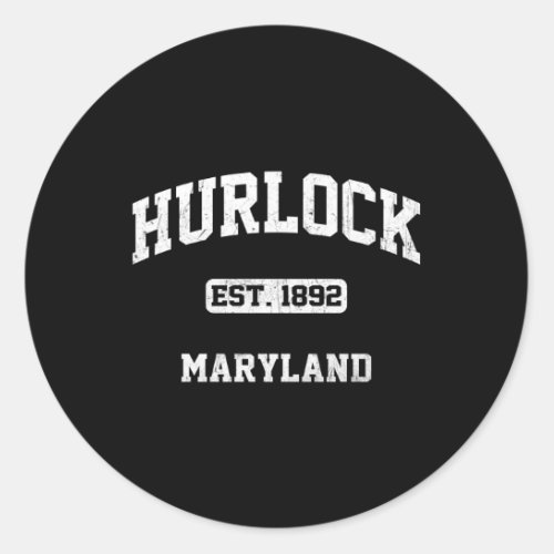 Hurlock Maryland Md State Athletic Style Classic Round Sticker