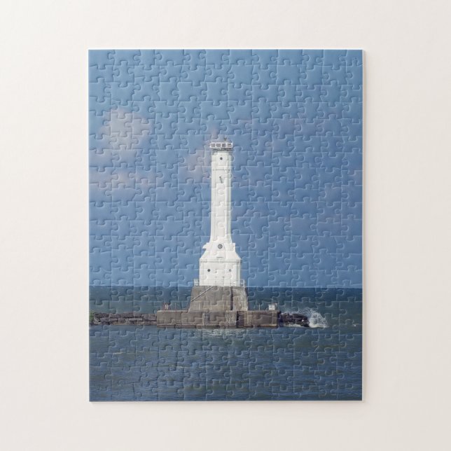 Huron Harbor Light Jigsaw Puzzle (Vertical)