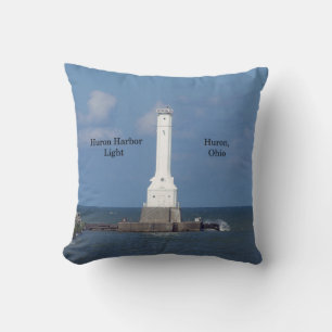 Huron Harbor Light square pillow