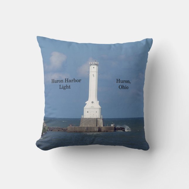 Huron Harbor Light square pillow (Front)