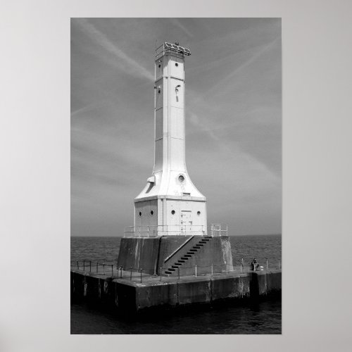 Huron lighthouse black and white print