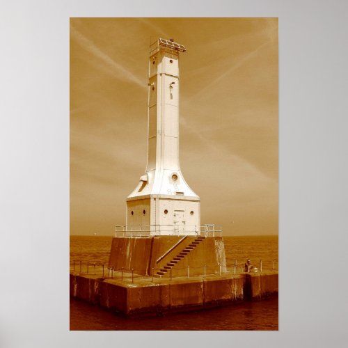 Huron lighthouse sepia print