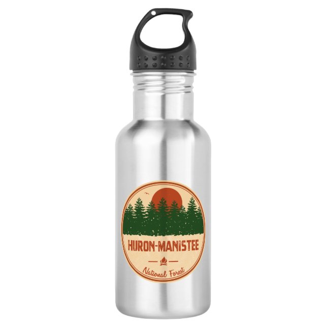 Huron-Manistee National Forest Stainless Steel Water Bottle (Front)