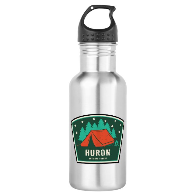 Huron National Forest Camping Stainless Steel Water Bottle (Front)
