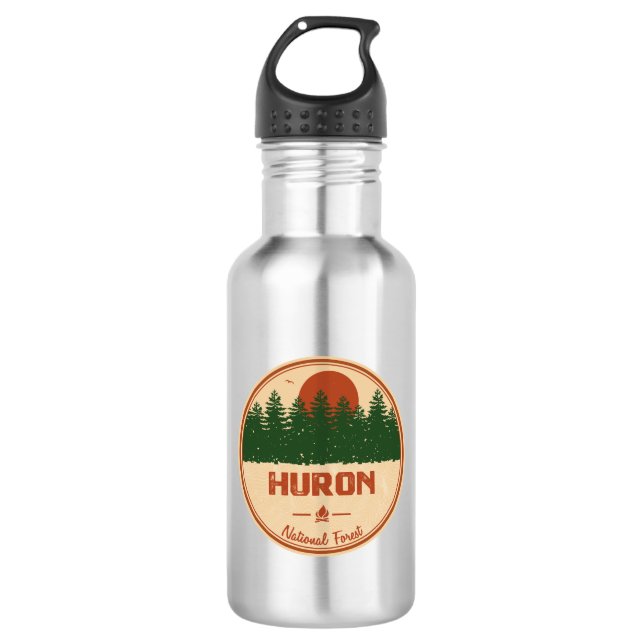 Huron National Forest Stainless Steel Water Bottle (Front)