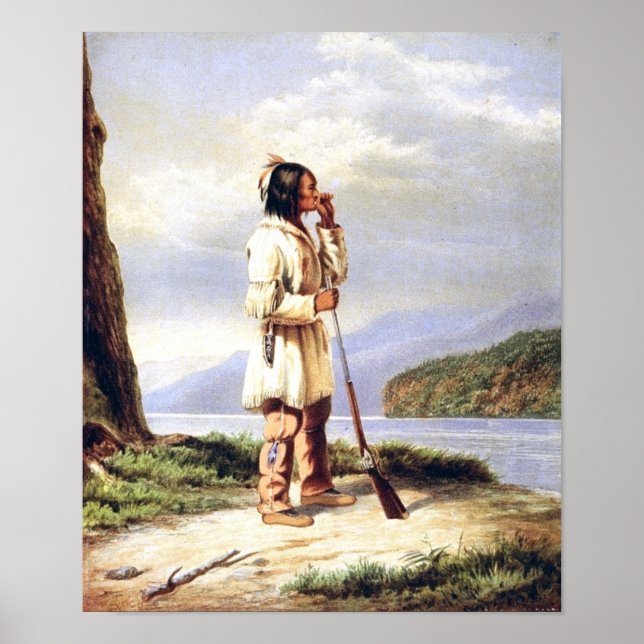 Huron-Wendat Hunter Calling a Moose Poster (Front)