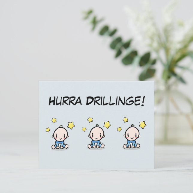 Hurra Drillinge, congratulations birth, three guys Postcard (Standing Front)