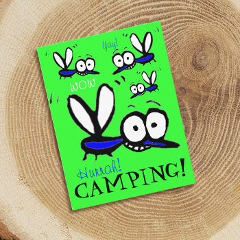 Hurrah Funny Summer Camping Mosquitos Postcard by sallylux at Zazzle