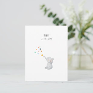 Hurray A Little Baby Cute Elephant Hearts Card