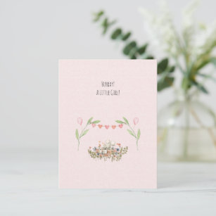 Hurray A Little Girl Cute Mouse With Flowers Card