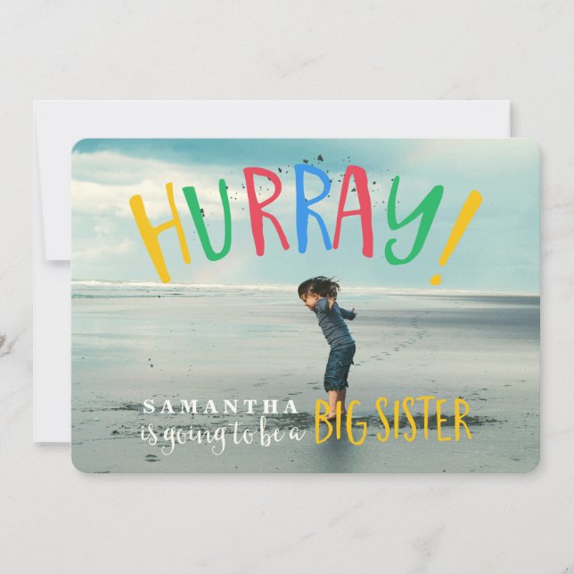 Hurray! | Big Sister Photo Pregnancy Announcement (Front)