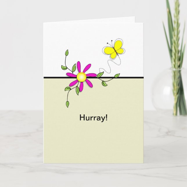 Hurray-Last Round of Chemo-Butterfly Flower Card (Front)