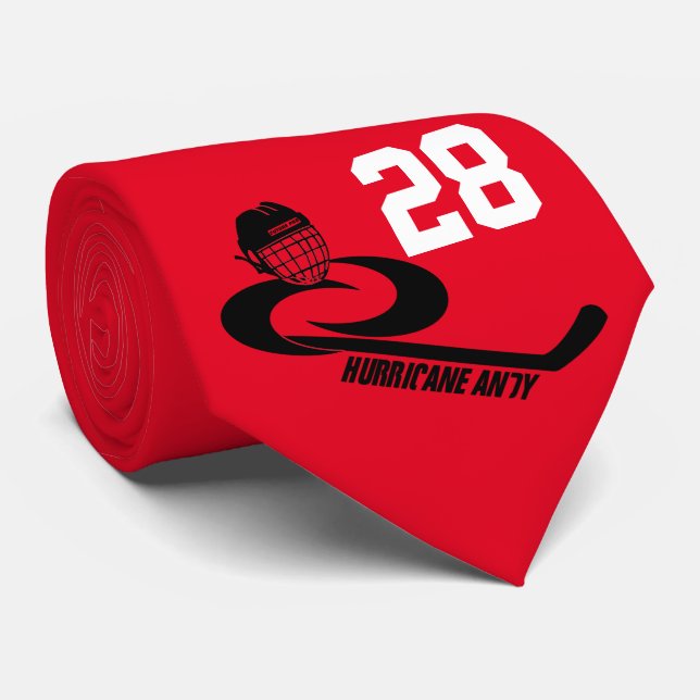 Hurricane ANDY Customizable Youth Hockey Team Tie (Rolled)