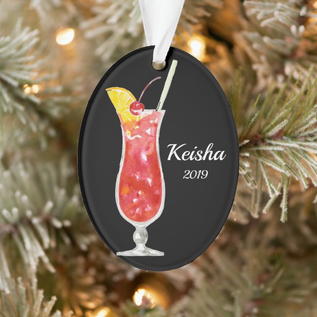 Hurricane Cocktail Personalized Ornament (Tree)