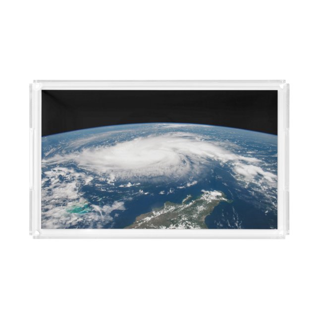 Hurricane Dorian Over The Atlantic Ocean. Acrylic Tray (Front)