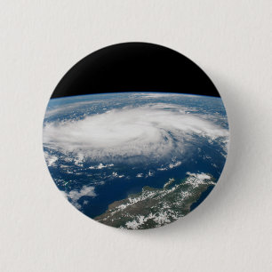 Hurricane Dorian Over The Atlantic Ocean. Button