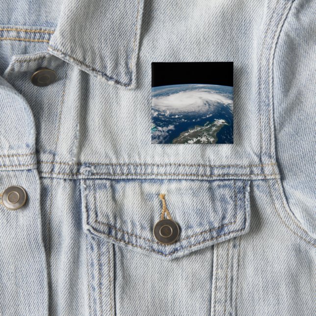 Hurricane Dorian Over The Atlantic Ocean. Button (In Situ)