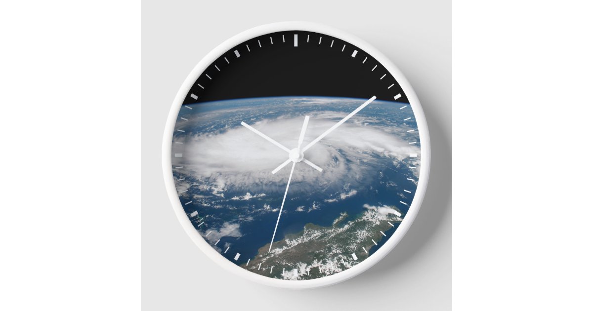 Hurricane Dorian Over The Atlantic Ocean. Clock | Zazzle