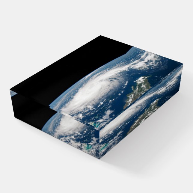 Hurricane Dorian Over The Atlantic Ocean. Paperweight (Angled)