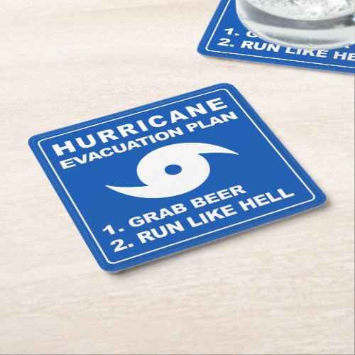 Hurricane Evacuation Plan Square Paper Coaster