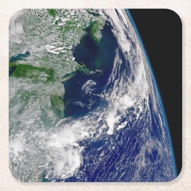 Hurricane Frances On A Partial Earth. Square Paper Coaster (Front)