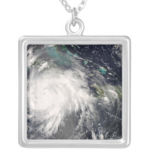 Hurricane Gustav over Jamaica 2 Silver Plated Necklace