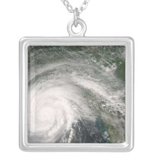 Hurricane Gustav over Louisiana Silver Plated Necklace