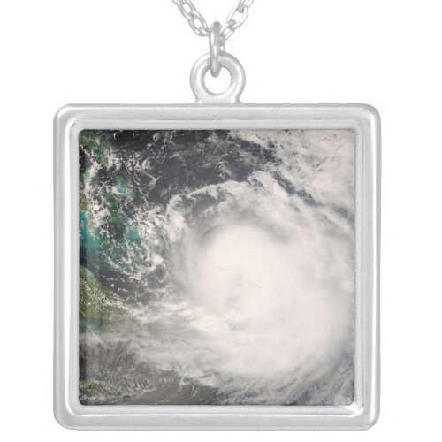 Hurricane Hanna over the Bahamas Silver Plated Necklace