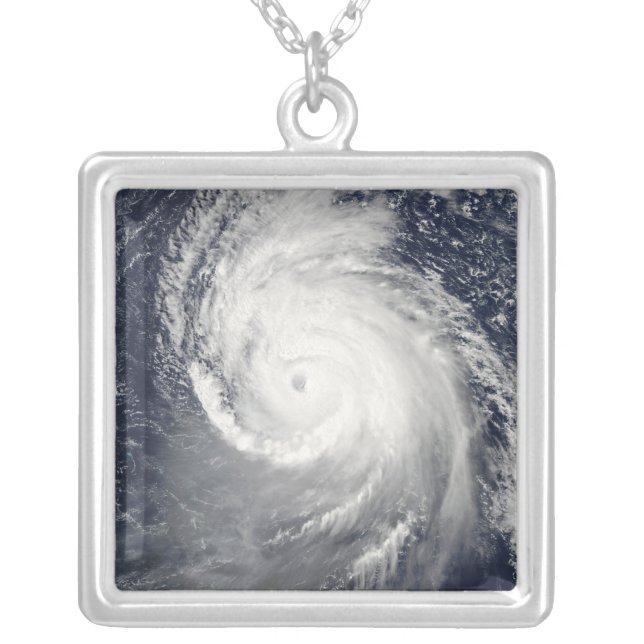 Hurricane Igor in the Atlantic Ocean Silver Plated Necklace (Front)