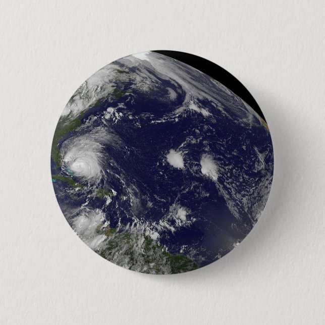 Hurricane Irene Moving Through The Bahamas. Button (Front)