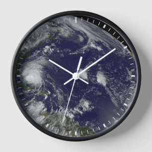 Hurricane Irene Moving Through The Bahamas. Clock