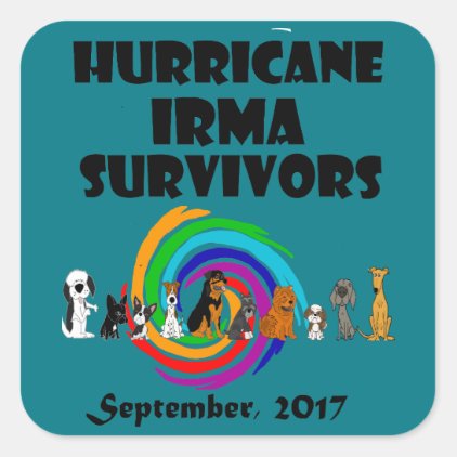 Hurricane Irma Dog Survivors 2017 Art Square Sticker