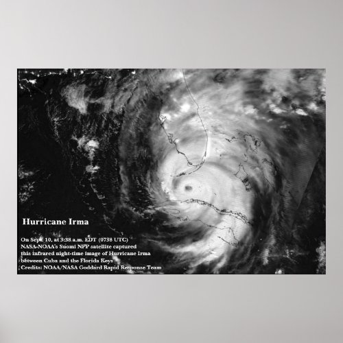 Hurricane Irma Infrared Satellite Image Poster