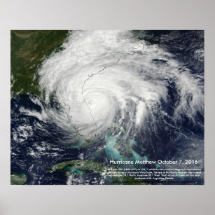 Hurricane Matthew Satellite Image by St. Augustine Poster