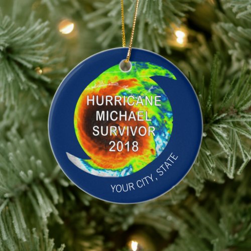 HURRICANE MICHAEL SURVIVOR  City and State Ceramic Ornament