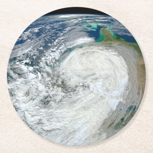 Hurricane Sandy Along The East Coast Of The Us 3 Round Paper Coaster