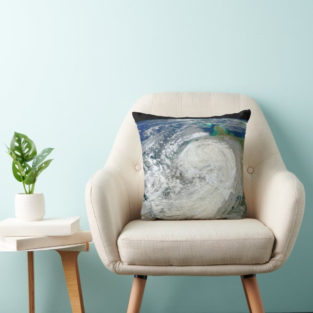 Hurricane Sandy Along The East Coast Of The Us. 3 Throw Pillow (Chair)
